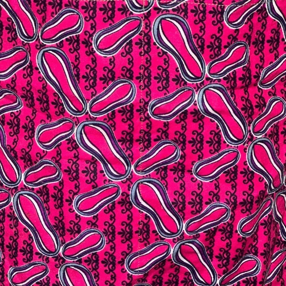 Global Mamas Pink Purple Batik Print Cotton Apron with Front Pocket Fair Trade